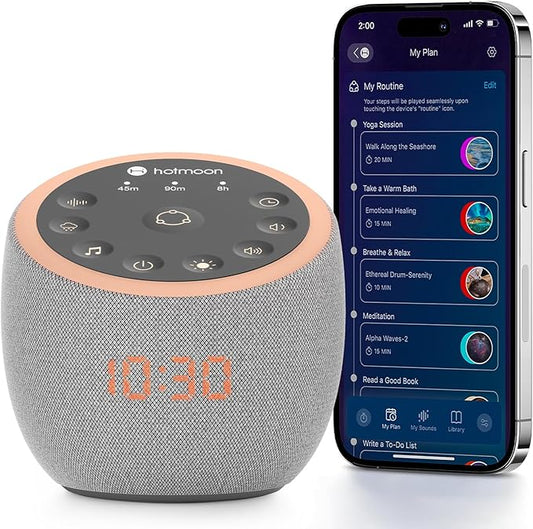 Hotmoon Cocoon Pro 2 Sound Machine 388 Soothing Sounds White Noise Machine for Babies & Adults, Smart Night Light, Sleeping Timer App Control, Brown Noise Pink Noise Block Out Office Yoga, Plug-in - Bloomnest