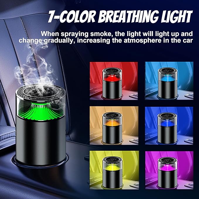 Smart Car Air Freshener, Car Air Freshener Diffuser with Ambient Light, Auto On/Off Intelligent Car Diffuser, 3 Mode Adjustable, Cars Scent Diffuser with 2 Essential Oil Box, Ice Cedar - Bloomnest
