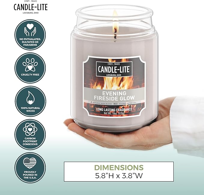 Candle-lite Fall Scented Candles, Evening Fireside Glow, 18 oz Jar, Proudly Poured in The USA, Aromatherapy Candle, Single-Wick with 110 Hours of Burn Time, Perfect for Creating a Refreshing Ambiance - Bloomnest