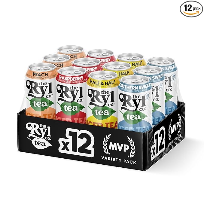 Ryl Iced Tea MVP Variety Pack – Antioxidant Superblend, No Artificial Ingredients, Zero Sugar, Zero Calorie, Low Carb, Non-GMO, Kosher, Gluten Free, Made in the USA, 12-Pack, 16 Fl Oz - Bloomnest