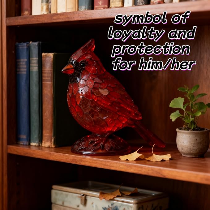 Sheremart Cardinal Lamp, Red Resin Birds Desk Light, Cardinalis Night Light for Christmas, Cardinal Gifts Bird lamp, Handmade Fanyil Cardinal Lamps for Home, Office, Bedroom (6 inch 2pcs) - Bloomnest