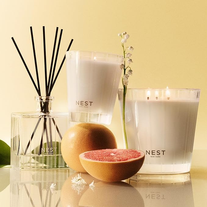 NEST New York Scented 3-Wick Candle, Grapefruit - 21.2 oz - Up to 100-Hour Burn Time - Reusable Glass Vessel - Bloomnest