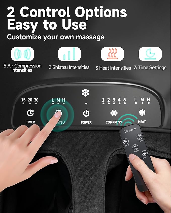Snailax Shiatsu Foot Massager Plantar Fasciitis Neuropathy,Large Size Up 15 Feet Massage Machine with Heat,Kneading,Rolling,Scratch,Remote Control,Feet Warmer/Heater,Gifts for Men - Bloomnest