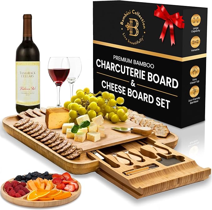 Charcuterie Board Gift Set - Bamboo Cheese Board and Knife Set - Housewarming Gifts for New Home, Wedding Gifts for Couples 2025, Bridal Shower Gifts, Birthday Gifts for Women - Bloomnest