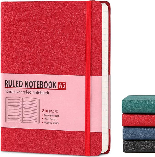 Lined Journal Notebook for Women Men 216 Pages A5 Hardcover Journals for Writing Daily Journaling Notebook for Work, School, Note Taking, Business, Travel Red - Bloomnest