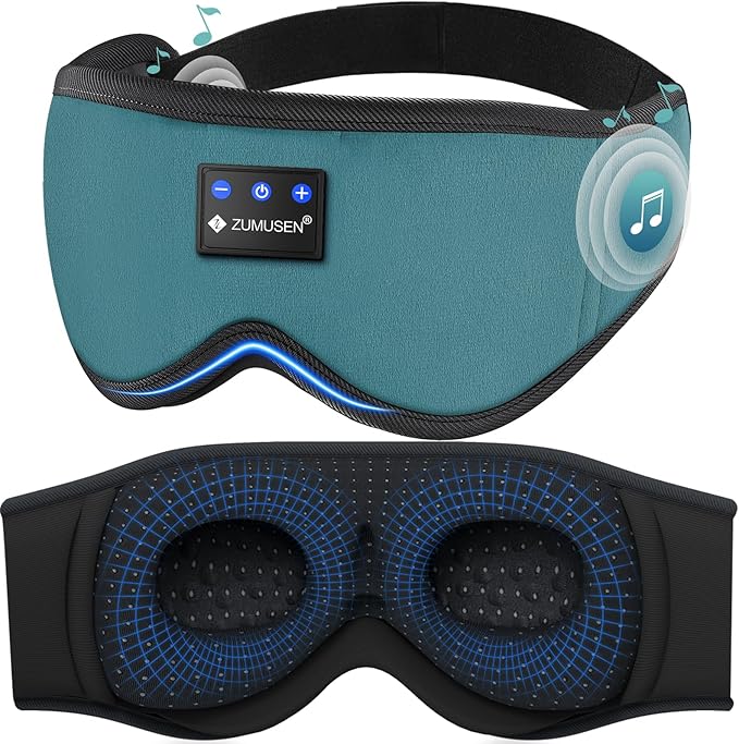 ZUMUSEN Bluetooth Sleep Headphones, 3D Wireless Music Eye Mask with Ultra-Thin Stereo Speakers, Adjustable Sleep Mask for Side Sleepers, Perfect for Travel, Meditation, Relaxation - Bloomnest