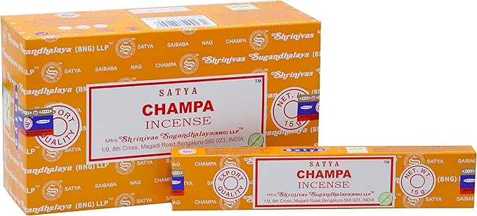 EARTH Satya Champa Incense Sticks 15 GMS (Pack of 12) (Green Certified) Indian Perfumed Hand Rolled Agarbatti Perfect for Worship,Relaxation, Medication. Earth