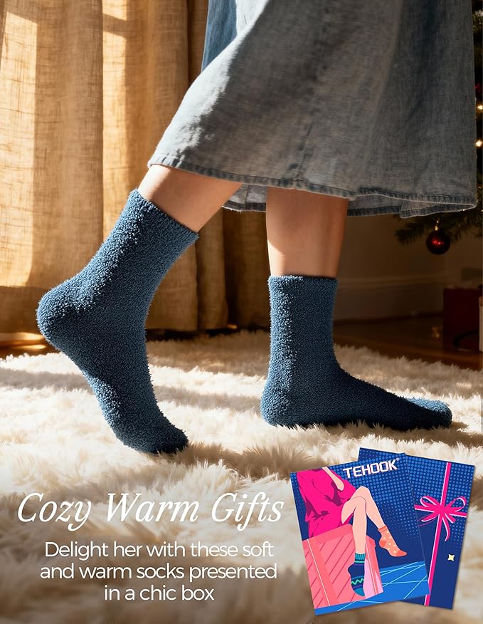 TEHOOK Warm & Cozy Valentines Gifts for Women, Fluffy Fuzzy Plush Sleeping Slipper Socks - Soft Warm Fabric - Bloomnest