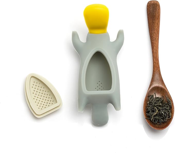 Platypus Tea Infuser Gift Set for Loose Leaf Tea, Cute Tea Steeper Pair in Lovely Gift Box, Ideal Couples Gift, Set of 2, Grey and Pink