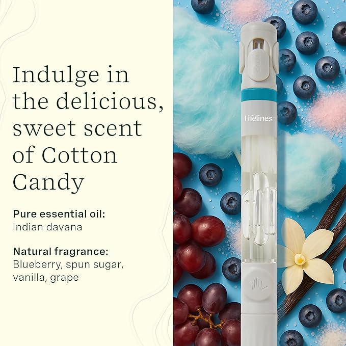 Lifelines Pen Diffuser Set, Cotton Candy - 1mm Black Ballpoint Pen with Scented Essential Oil Blend & 2 Ink Refills – Aromatherapy Diffuser & Sensory Immersion Diffuse Aroma As You Write - Bloomnest