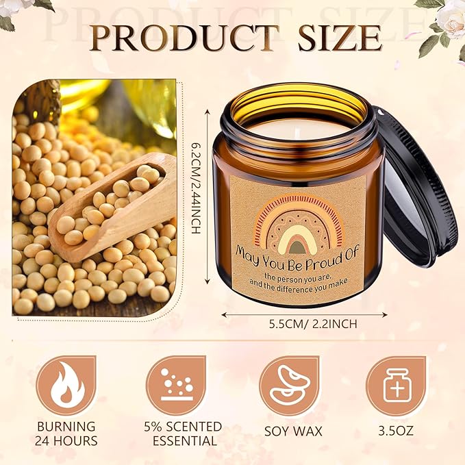 MTLEE 20 Pcs Thank You Gifts Candles 3.5 oz Employee Appreciation Inspirational Scented Soy Wax Candle Thank You Gift Christmas Gifts for Coworker Women Volunteer Teacher(Rainbow,Brown) - Bloomnest