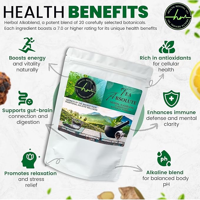Tea Absolute AlkaBlend – Organic Loose Leaf Herbal Tea for Detox, Digestion, Immunity & Energy – Alkaline Wellness Blend, Vegan, Caffeine-Free, Non-GMO - Bloomnest