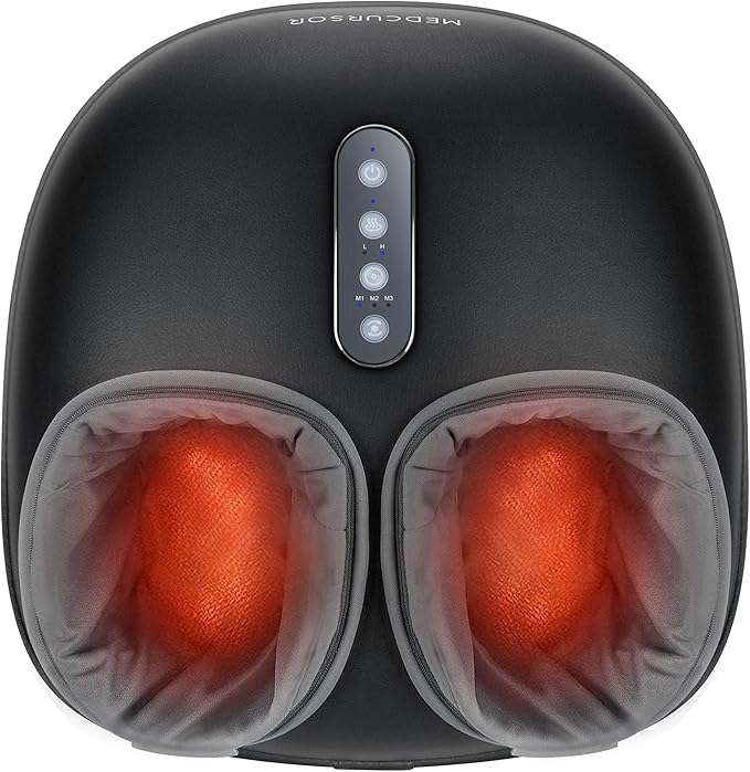 Medcursor Foot Massager Machine with Heat, Feet Massage Delivers Relief for Tired Muscles & Plantar, Deep Kneading Therapy, Multi-Level Settings for Home, Office Use, Size up to 11" - Bloomnest