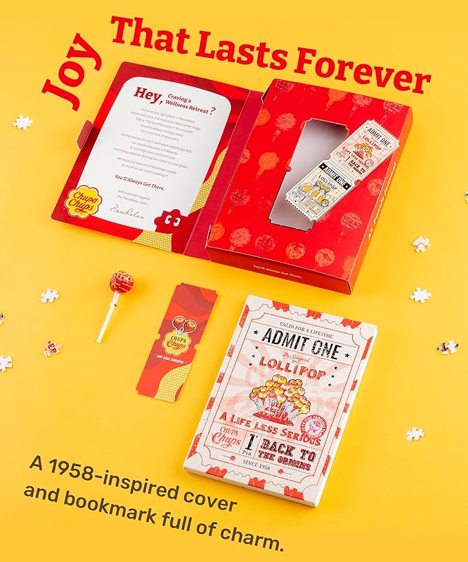 PieceRelax A5 Puzzle Journal for Adults, 300 Piece Plastic Jigsaw Book Cover (Includes Notebook) - Chupa Chups_Timeless Memories - Fun Pass, Unique Gift [YA1067] - Bloomnest