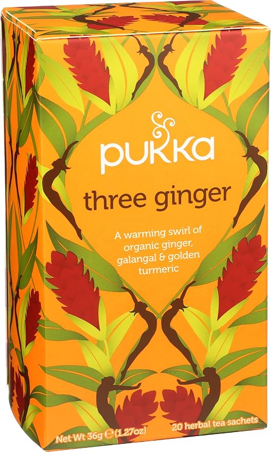 Pukka Organic Herbal Tea Ginger Herbal Teas Three Ginger Tea with Galangal & Turmeric 20 Tea Bags (Pack of 2) - Bloomnest