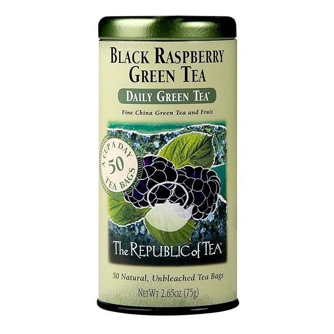The Republic of Tea - Black Raspberry Green Tea, 50 Tea Bags, Tin | Flavored Berry Tea | Caffeinated - Bloomnest