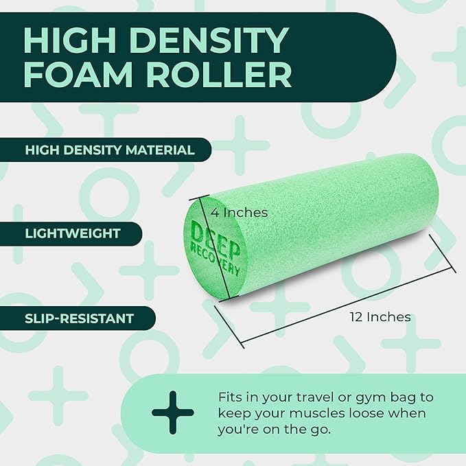 Deep Recovery Yoga Foam Roller for Physical Therapy & Exercise – Soft Back Roller for Back Pain, Legs, and Shoulders, 12in x 4in Travel Size – Deep Tissue Massage for Myofascial Release - Bloomnest