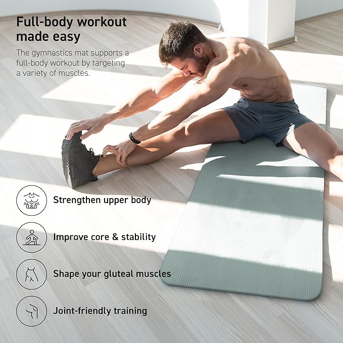 Yoga Mat Premium Non Slip Thick – Extra Comfortable Exercise Mat for Home Workouts, Pilates, Stretching & Gym – Cushioned NBR Foam, Gym Mat with Strap, for Women & Men - Bloomnest