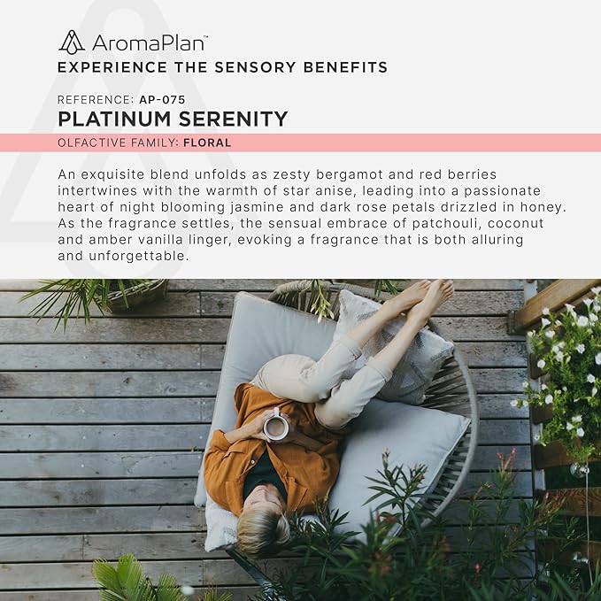 AromaPlan Hotel Scents Platinum Serenity 5 Fl Oz (148ml), Home Luxury Aroma & Hotel Fragrance Diffuser Oil- Hotel Diffuser Oil for Aromatherapy- USA Made, Bigger Bottle, Bolder Aroma & Longer Lasting - Bloomnest