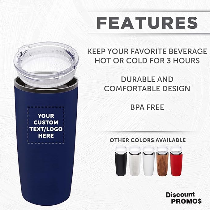 Custom Plastic Tumblers 20 oz Set of 6/12/24 Personalized Bulk Pack with Lids, Ice Coffee Tumbler, To Go Cup Insulated - Blue - Bloomnest