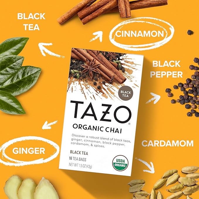 TAZO Tea Bags, Regenerative Organic: Chai Black Tea, Awake English Breakfast Black Tea, & Earl Grey Tea 16 CT (1ea) (Variety Pack) - Bloomnest