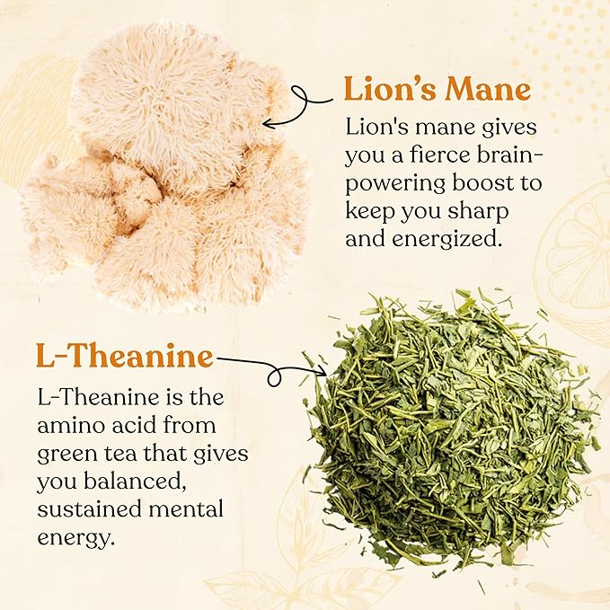 Four Sigmatic Think Organic Black Tea | Instant Lemon Tea w/Lion's Mane & L-Theanine for Mental Clarity & Focus | Organic Herbal Teas w/Adaptogens | Vegan, Gluten-Free | Lemon, 24 Servings - Bloomnest