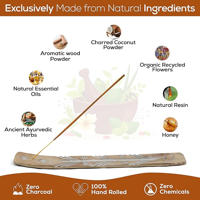 Satya Myrrh Incense Sticks, Bng 15gmx12 Pack With Raajsee Incense Holder Bundle, Nagchampa Natural - Bloomnest