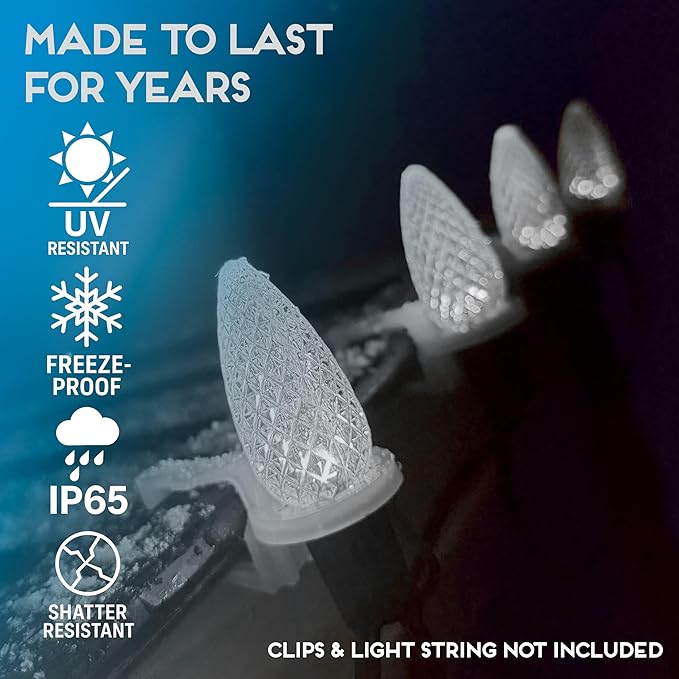 HLO Lighting Set of 500 Cool White C9 Faceted LED Christmas Light Bulbs for Indoor & Outdoor Use | Durable Replacement Bulbs - Bloomnest