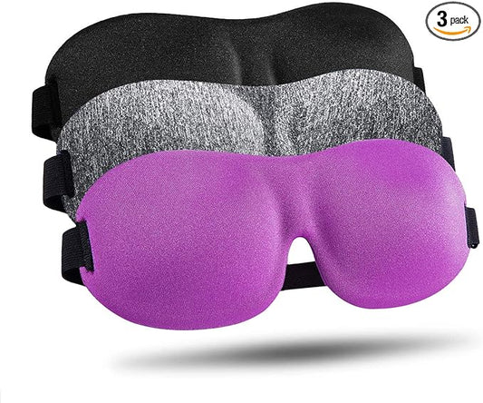 LKY DIGITAL Sleep Mask for Side Sleeper 3 Pack, Blackout 3D Eye Mask for Sleeping, Night Blindfold for Men Women - Bloomnest