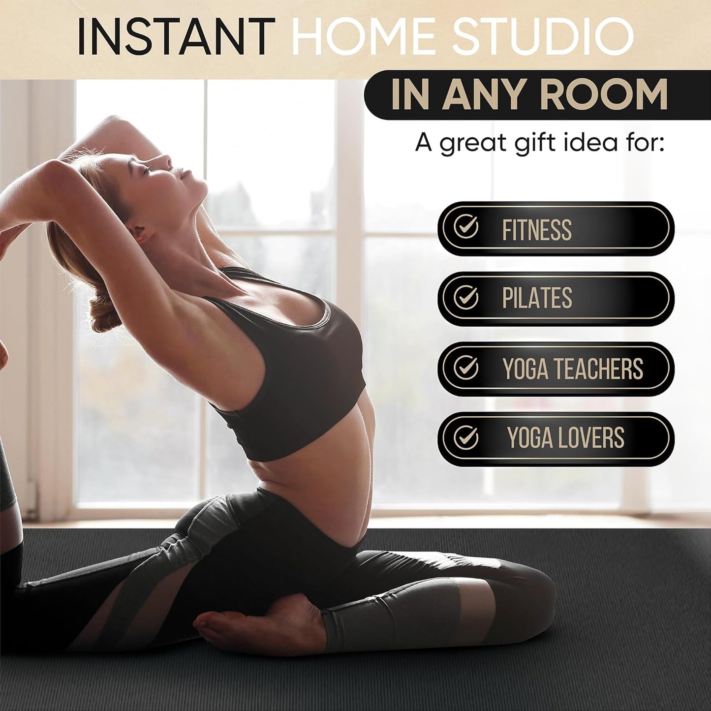 Gorilla Mats Premium Large Yoga Mat – 6' x 4' x 8mm Extra Thick & Ultra Comfortable, Non-Slip Barefoot Exercise Mat – Works Great on Any Floor for Stretching, Cardio or Home Workouts