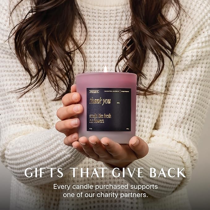 Benevolence LA Thank You Scented Candles | 10 oz, 40-50 Hour Burn, Thank You Gifts for Women, Men Coworkers | Appreciation Gifts for Best Friend | Fall Candles - Smells Like Fresh Cut Flowers - Bloomnest