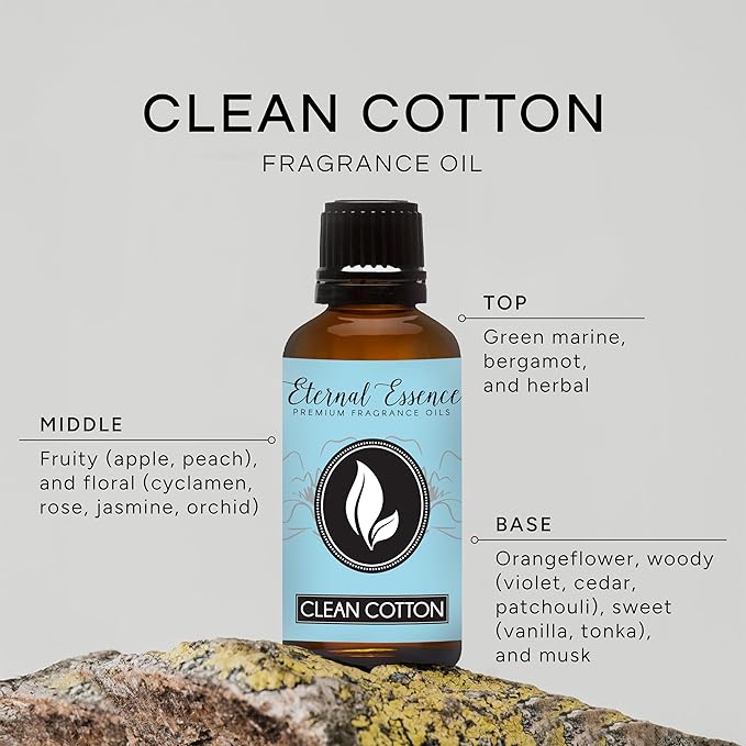 Eternal Essence Oils Clean Cotton 30ml Premium Fragrance Oil - for Candle, Soap Making, Aromatherapy, Diffusers, Home Care, & Humidifiers EternalEssenceOils