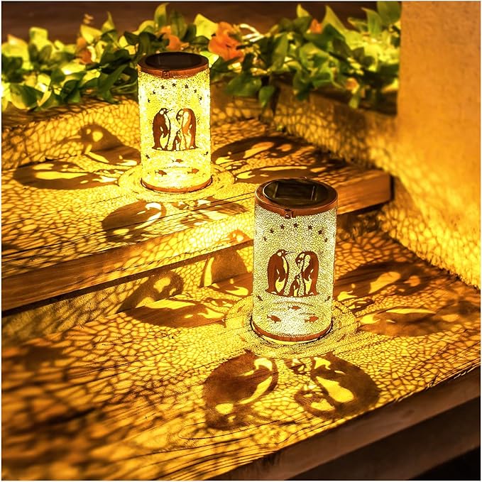 Penguin Solar Lanterns Outdoor Waterproof Hanging Solar Lights Penguin Gifts for Women Men Metal Decorative LED Penguin Lanterns for Garden Decor,Yard,Patio,Lawn,Tabletop,Pathway,Landscape - Bloomnest