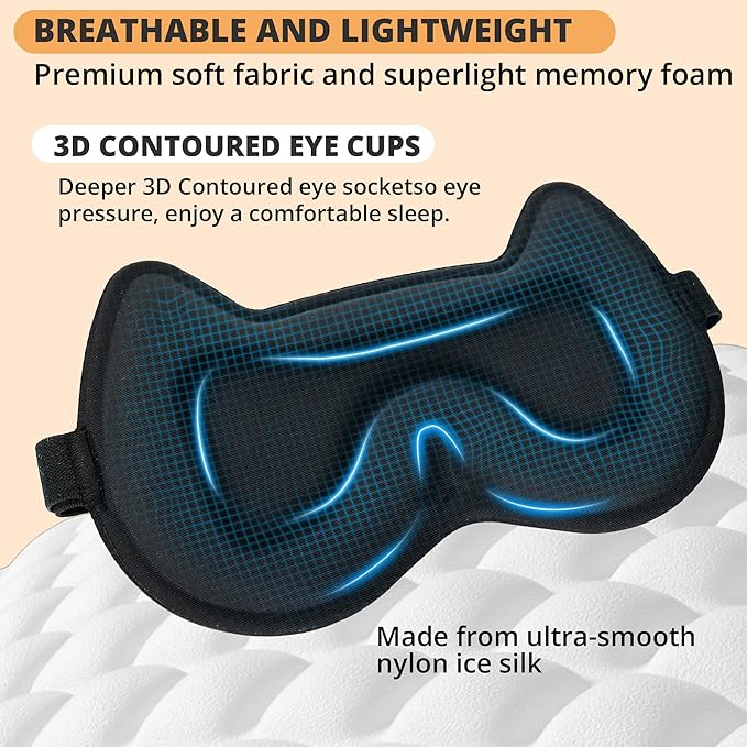 3D Kids Sleep Eye Mask: 3D Contoured Cup Sleeping Masks, Blindfold Sleep Eye Cover with Adjustable Strap, Memory Foam Lightweight Night Eyeshade for Boys Girls Teens (Orange) - Bloomnest