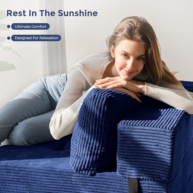MAXYOYO Folding Sofa Bed, Convertible Chair Bed with High-Density Support Foam, Portable 4 in 1 Fold Out Seating to Floor Lounger, Versatile Floor Sofa Couch for Living Room Bedroom, Navy - Bloomnest
