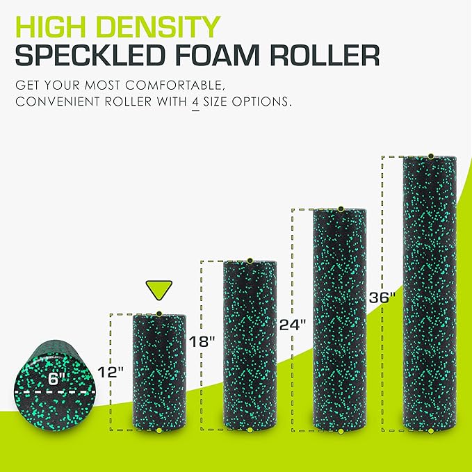 ProsourceFit High Density Foam Rollers 12 - inches Long, Firm Full Body Athletic Massage Tool for Back Stretching, Yoga, Pilates, Post Workout Muscle Recuperation, Black/Blue - Bloomnest