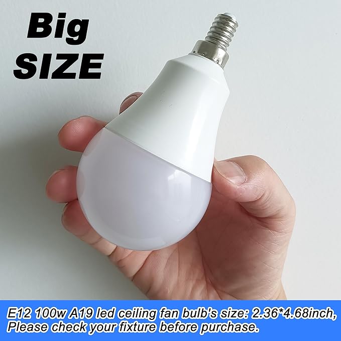 E12 100W Equivalent LED Candelabra Bulbs, E12 A19 A60 LED Ceiling Fixtures Light Bulbs 6000K Daylight White,Bright Small Candelabra Screw Base Globe Shape Chandelier Bulbs 10W 1200lm,Non Dimmable,3Pcs - Bloomnest