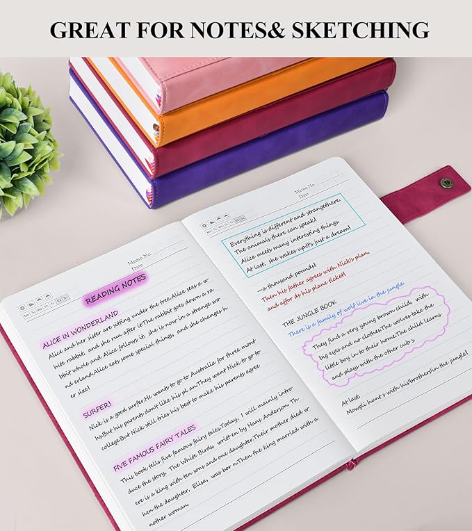 365 Page Thick Lined Journal Notebook for Men Women, A5 Leather Journals for Writing, Hardcover Notebooks for Work, School, Note Taking,Travel, Business,Personal Diary, College Ruled 5.9" x 8.4" - Bloomnest