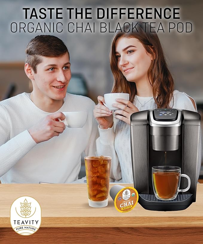 Organic Chai Black Tea Pods for Keurig Naturally Caffeinated by Teavity (36 Tea Pods) - Bloomnest
