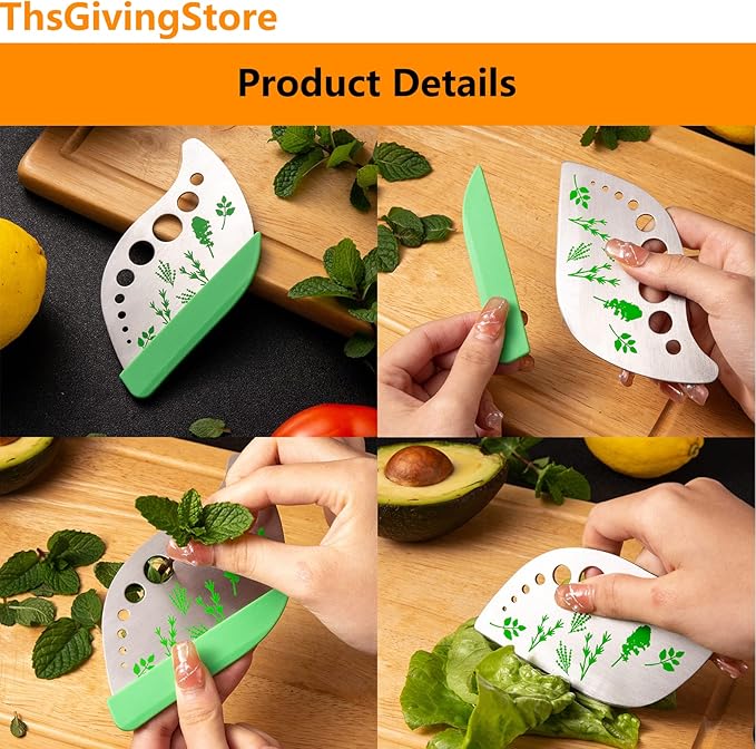 9 Holes Herb Leaf Stripper Tool, 304 Stainless Steel Kitchen Herb Leaf Stripping Tool, Fresh Herb Chopper, Remover Leaf Tool for Chard, Collard Greens, Parsley, Basil, Taragon, Thym - Bloomnest