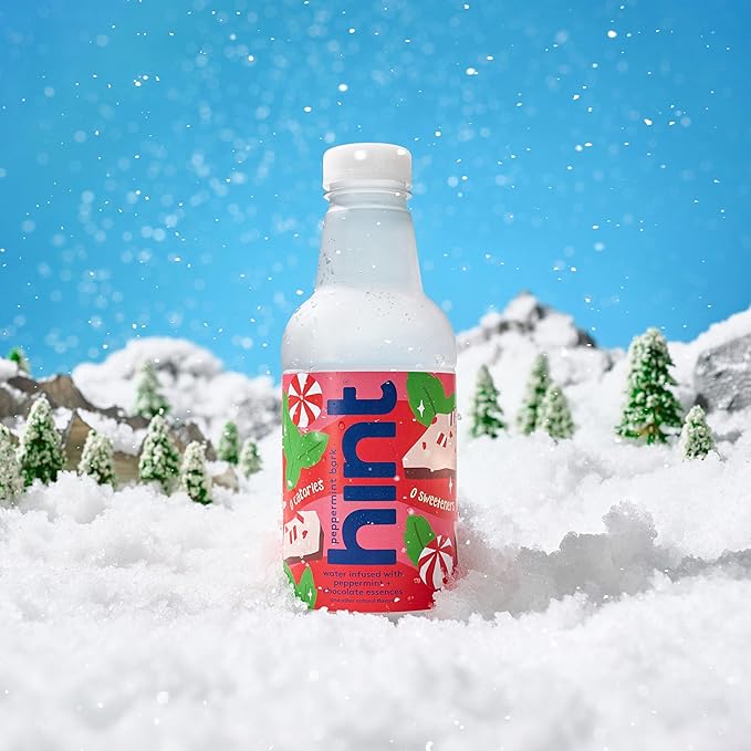 Hint Fruit-Infused Bottled Water, Peppermint Bark- Sugar Free Flavored Water with Zero Calories, Naturally Flavored, and No Artificial Sweeteners - 16 Fl Oz (Pack of 12) - Bloomnest