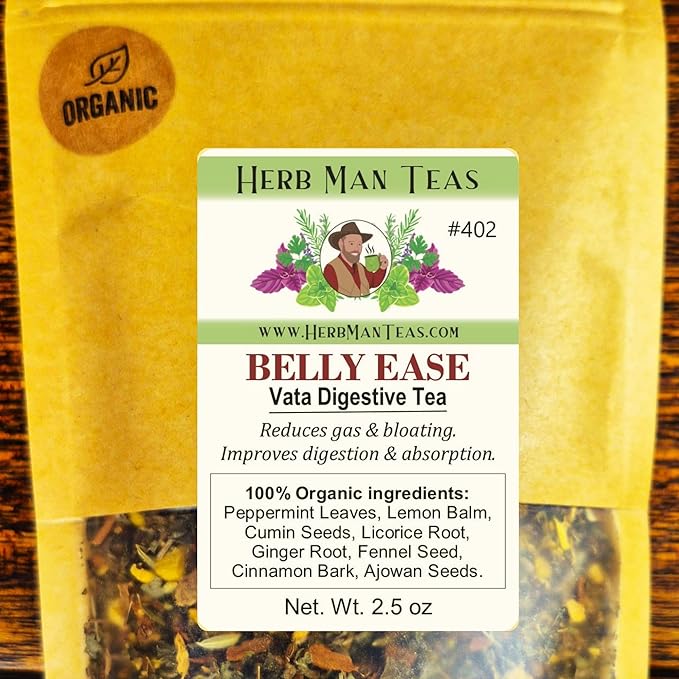 DIGESTIVE TEA for gas, bloating & weak digestion formulated by master herbalist Khabir - 100% Organic, non-GMO, no additives - Bloomnest