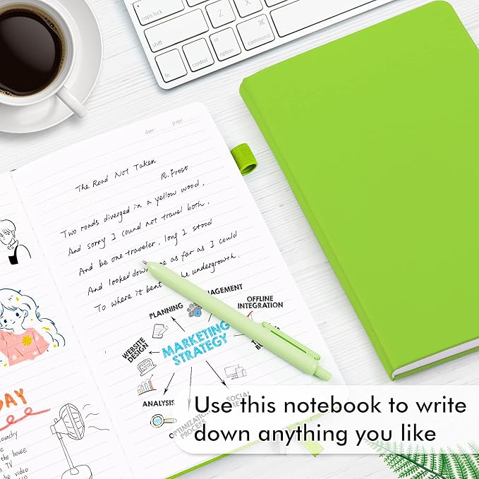 feela 24 Pack Journal Notebook Bulk for Work, Business Notebook Hardcover Lined Writing Journal with Pen Holder for Men Women Note Taking, with 24 Black Pens, 120 GSM, 5.1”x8.3”, A5, Green - Bloomnest