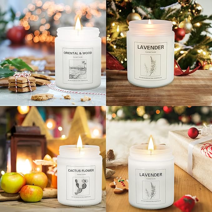 4 Pack Candles for Home Scented, Lavender Candle Set, Aromatherapy Jar Candle for Home, 28 oz 200 Hour Long Lasting, Natural Soy Wax Candles Gifts Set for Women, Birthday, Valentine, Anniversary - Bloomnest