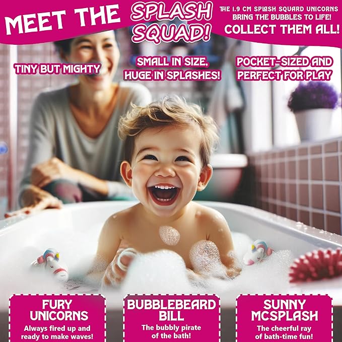 Kids Bath Bombs Powder with Mini Unicorn Inside – Bubble Bath for Kids – Bathtime Experiment Kit Mix - Blast of Foam & Colour Surprise – Gift Set of 4 - Bloomnest