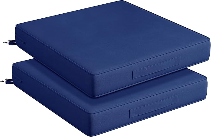 Codi Thick Replacement Couch Cushions 2 Sets, Upholstery Foam with Covers for Sofa Chair Cushion Outdoor Seat - 24 × 24 × 4 Inch, High Density Foam,Navy