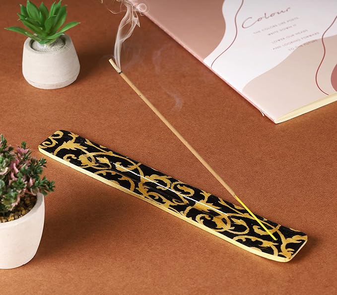 Bless-International Traditional-Handmade-Burner Wooden-Incense-Stick-Holder Ash-Catcher-Stand for-Aromatherapy-Meditation-Yoga (Beautiful Mind) 10 Inches, Pack of 1 - Bloomnest