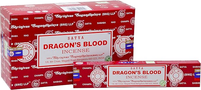 EARTH Satya Dragon's Blood Incense Sticks 15 GMS (Pack of 12) (Green Certified) Indian Perfumed Hand Rolled Agarbatti Perfect for Worship,Relaxation, Medication. Earth