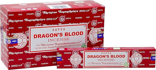 EARTH Satya Dragon's Blood Incense Sticks 15 GMS (Pack of 12) (Green Certified) Indian Perfumed Hand Rolled Agarbatti Perfect for Worship,Relaxation, Medication. Earth