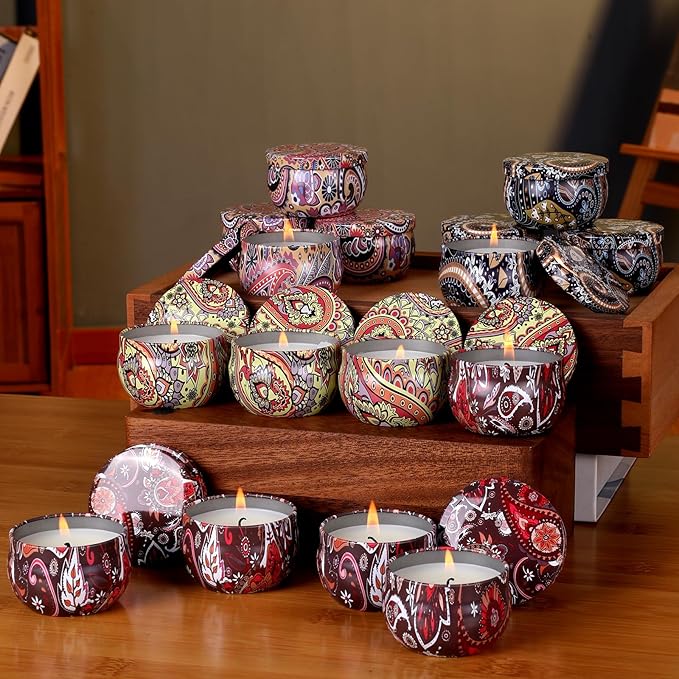 16 Pack Scented Candles Gift Set, Natural Soy Wax Travel Tin Candles for Home Scented, Ideal for Christmas, Birthday, Thanksgiving, Valentines Day Gifts - Bloomnest